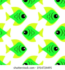 Seamless pattern with bright green fish vector illustration