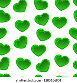 Seamless pattern. Bright green heart for your design. Vector illustration.