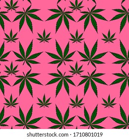 Nahtlose Cannabisblattmuster auf rosafarbenem Hintergrund