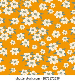 Patrón sin foco con flores dibujadas a mano brillante, hojas y flores. Fondo repetitivo para la decoración de papel, tela, textiles y productos fijos.