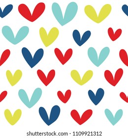Seamless pattern with bright hearts.
