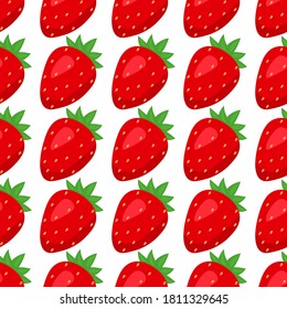 
Seamless pattern with bright and juicy red strawberries on a white background. Print for bed linen and fabrics, wrapping paper and wallpaper.
 Stock vector illustration for decoration and design.