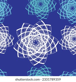 Seamless pattern with bright line stars and blue background; abstract  star design on blue background vector illustration, can be used for Christmas prints