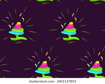 Seamless pattern of bright magical plants. Fantasy mushrooms. Vector drawing. Fabulous atmosphere