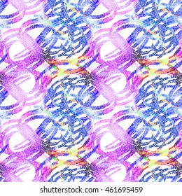 Seamless pattern with bright mosaic drawing in doodle style. Hand-drawn illustration. Vector.
