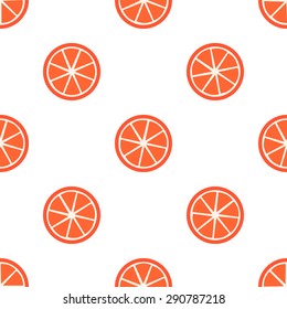 Seamless pattern with bright orange sliced orange on white background