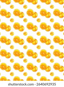 A seamless pattern of bright orange slices on a white background, giving a fresh and cheerful vibe.