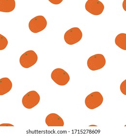 Seamless pattern with bright oranges summer tropical print. Bright flat vector illustration. can be used for print, textile, background