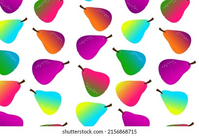 Seamless pattern bright pears cartoon vector art. Cute summer colorful fruits background. 