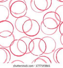 Seamless pattern with bright pink circles on white background. Vector design for textile, backgrounds, clothes, wrapping paper, web sites and wallpaper. Fashion illustration seamless pattern.