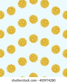 Seamless pattern with bright point on mint background. Wavy pattern, gold confetti, brilliant polka dot. Vector illustration, template for wedding, birthday card, invitation, gift, new year, xmas