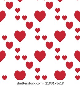Seamless pattern in bright red hearts for fabric, textile, clothes, tablecloth and other things. Vector image.