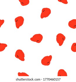 Patrón sin foco con espías rojas brillantes aisladas en fondo blanco. Simplemente estampado floral. Flores de floración estival dibujadas para papel de pared o tejido textil, de diseño vectorial eps 10