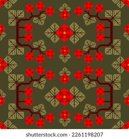 seamless pattern with bright red roses