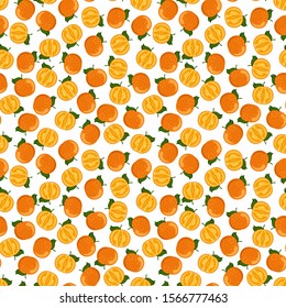Seamless pattern with bright ripe tangerines. Vector illustration