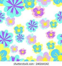 Seamless pattern with bright spring flowers.