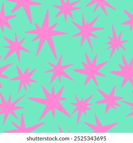 Patrón sin fisuras con estrellas brillantes en estilo plano. Ilustración vectorial dibujada a mano.
