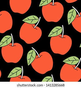 Seamless pattern of bright stylized red apples.