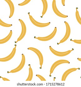 Seamless pattern with bright summer banana tropical print. Bright flat vector illustration. can be used for print, textile, background