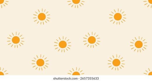Patrón sin fisuras con soles brillantes sobre un fondo claro. Ilustración vectorial