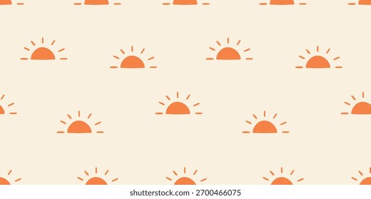 Patrón sin fisuras con soles brillantes sobre un fondo claro. Ilustración vectorial