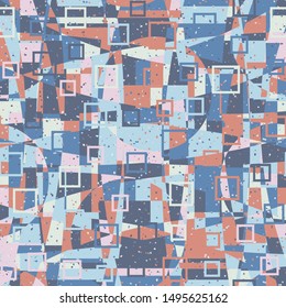 Seamless pattern. Bright texture in the camouflage style consisting of arcs, circles and squares. Use for fashionable clothes, wall-paper, furniture and other design.