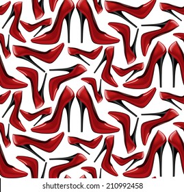 Seamless pattern of bright trendy shoes