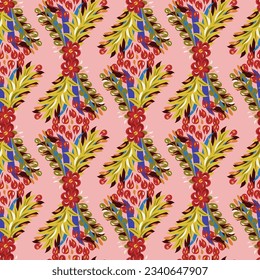 Seamless pattern with bright tropical flowers. Vector illustration