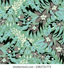 Patrón sin foco con flores tropicales brillantes. Ilustración del vector