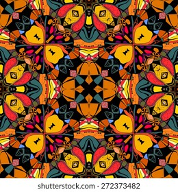 Seamless pattern of bright vector kaleidoscope.