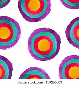 Seamless pattern with bright watercolor circles. Vector illustration