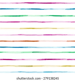 Seamless pattern with bright watercolor stripes. Vector illustration