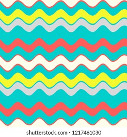 Seamless pattern with bright wavy stripes.  Vector illustration.