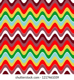 Seamless pattern with bright wavy stripes.  Vector illustration.