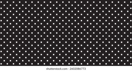 seamless pattern of bright white dots on a dark black background arranged in a grid style.