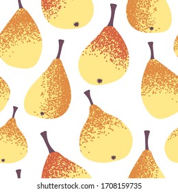 seamless pattern with bright yellow chinese pears on a white background. Modern abstract design for packaging, paper, cover, fabric, interior decor