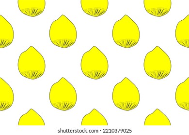Un patrón impecable de limones amarillos brillantes sobre fondo blanco. Estilo gráfico. Ilustración vectorial para fondos de verano, decoración, tarjetas, textiles, impresiones, diseños