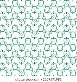 Patrón sin fisuras de manzanas de colores brillantes con Diseños decorativos sobre fondo blanco