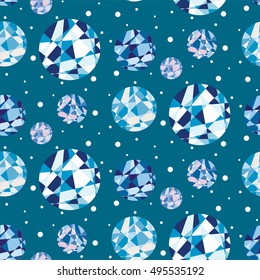 Seamless pattern. Brilliant texture. Blue background