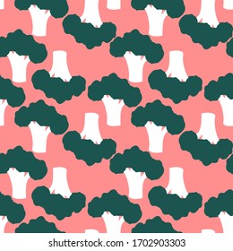 Seamless pattern with broccoli, or asparagus cabbage. Summer vegetarian food. 