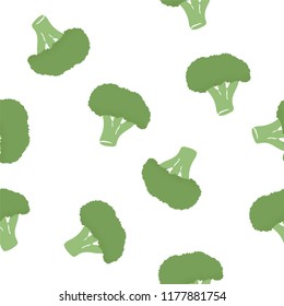 Seamless pattern broccoli doodles hand drawn on white Background.printing wallpaper.vector illustration