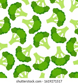 Seamless pattern with broccoli on a white background. Vector illustration