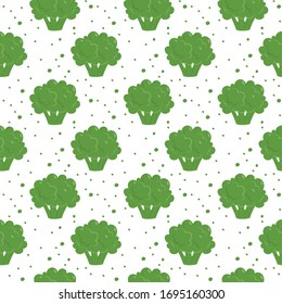 Seamless pattern with broccoli on white background. Vector illustration.