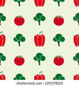 seamless pattern with broccoli and red pepper