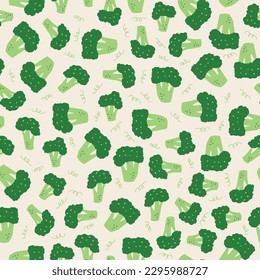 Seamless pattern broccoli vegetables illustration background