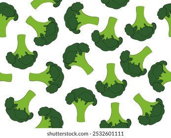 seamless pattern with broccoli vegetables on white background