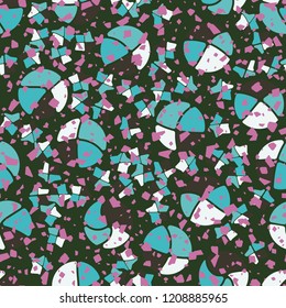 Seamless pattern. Broken circles and stars.