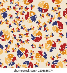 Seamless pattern. Broken circles and stars.