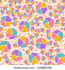 Seamless pattern. Broken circles and stars.