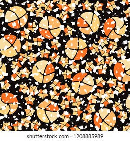 Seamless pattern. Broken circles and stars.